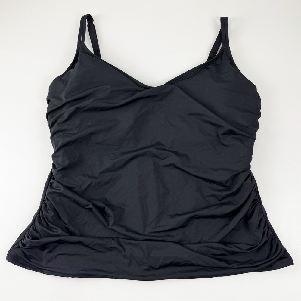 Bleu Rod Beattie Tankini Top Womens Size 18W Black Solid NWT